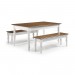 Conjunto de Mesa Linz Mesa 180x90cm 2 Bancos 156x35cm Laca Branco/Imbuia Glazer 917 (011B/024B)