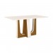 Conjunto de Mesa Henn Alfa Com 6 Cadeiras Maris 160x90cm com Tampo de Vidro Nature/Off White/Marrom S209-127/S06-500