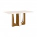 Conjunto de Mesa Henn Alfa Com 6 Cadeiras Vega 160x90cm com Tampo de Vidro Nature/Off White/Bege S209-127/S03-501 