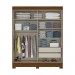 Guarda-Roupa Briz B66 2 Portas de Correr 2 Gavetas Com Espelho Com Pés Castanho HP/Off White B66-138