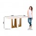 Conjunto de Mesa Henn Alfa Com 6 Cadeiras Tauá 160x90cm com Tampo de Vidro Nature/Off White/Linho S209-127/S04-502