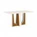 Conjunto de Mesa Henn Alfa Com 6 Cadeiras Tauá 160x90cm com Tampo de Vidro Nature/Off White/Linho S209-127/S04-502