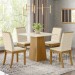 Conjunto de Mesa Henn Dora Com 4 Cadeiras Isa 90x90cm com Tampo em MDF 25mm Nature/Off White/Linho S211-127/S12-502