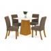 Conjunto de Mesa Henn Dora Com 4 Cadeiras Vita 90x90cm com Tampo em MDF 25mm Nature/Off White/Bege S211-127/S05-501 