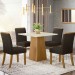 Conjunto de Mesa Henn Dora Com 4 Cadeiras Vega 90x90cm com Tampo em MDF 25mm Nature/Off White/Marrom S211-127/S03-500