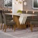 Conjunto de Mesa Henn Epic Com 8 Cadeiras Maris 200x90cm com Tampo de Vidro Nature/Off White/Bege S201-127/S06-501