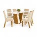 Conjunto de Mesa Henn Garda Com 6 Cadeiras Vita 160x80cm com Tampo de Vidro Nature/Off White/Linho S204-127/S05-502