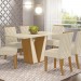 Conjunto de Mesa Henn Garda Com 6 Cadeiras Vita 160x80cm com Tampo de Vidro Nature/Off White/Linho S204-127/S05-502