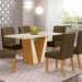 Conjunto de Mesa Henn Garda Com 6 Cadeiras Tauá 160x80cm com Tampo de Vidro Nature/Off White/Bege S204-127/S04-501 