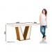 Conjunto de Mesa Henn Garda Com 6 Cadeiras Maris 160x80cm com Tampo de Vidro Nature/Off White/Marrom S204-127/S06-500