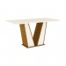 Conjunto de Mesa Henn Garda Com 6 Cadeiras Maris 160x80cm com Tampo de Vidro Nature/Off White/Marrom S204-127/S06-500