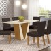 Conjunto de Mesa Henn Garda Com 6 Cadeiras Maris 160x80cm com Tampo de Vidro Nature/Off White/Marrom S204-127/S06-500
