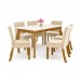 Conjunto de Mesa Henn Ghala Com 6 Cadeiras Maris 160x90cm com Tampo de Vidro Nature/Off White/Linho S208-127/S06-502