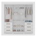 Guarda-Roupa Mapi Móveis Estrela 4 Portas 6 Gavetas com Pés e Espelho Branco 1166