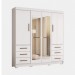 Guarda-Roupa Mapi Móveis Estrela 4 Portas 6 Gavetas com Pés e Espelho Branco 1166