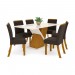 Conjunto de Mesa Henn Solus Com 6 Cadeiras Vita 160x90cm Com Tampo de Vidro Nature/Off White/Marrom S202-127/S05-500