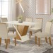 Conjunto de Mesa Henn Solus Com 6 Cadeiras Vega 160x90cm Com Tampo de Vidro Nature/Off White/Linho S202-127/S03-502