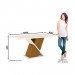 Conjunto de Mesa Henn Solus Com 6 Cadeiras Maris 160x90cm Com Tampo de Vidro Nature/Off White/Bege S202-127/S06-501