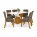 Conjunto de Mesa Henn Solus Com 6 Cadeiras Maris 160x90cm Com Tampo de Vidro Nature/Off White/Bege S202-127/S06-501