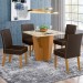 Conjunto de Mesa Henn Vértice Com 4 Cadeiras Maris 90x90cm Com Tampo de Vidro Nature/Off White/Marrom S207-127/S06-500