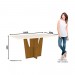 Conjunto de Mesa Henn Vértice Com 6 Cadeiras Tauá 160x80cm com Tampo de Vidro Nature/Off White/Marrom S203-127/S04-500