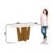 Conjunto de Mesa Henn Vértice Com 6 Cadeiras Tauá 160x80cm com Tampo de Vidro Nature/Off White/Bege S203-127/S04-501