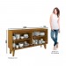 Conjunto Sala de Jantar Henn Buffet Quartzo + Mesa Orus + Cadeira Tauá Nature/Off White/Linho