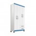 Guarda-Roupa Modena 4 Portas 2 Gavetas com Pés Branco/Azul/Rosa Flex