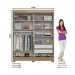 Guarda-Roupa Briz B353 2 Portas Deslizantes 2 Gavetas com Pés Jequitibá Brilho/Jequitibá Brilho/Verde HP B353-211