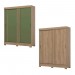 Guarda-Roupa Briz B353 2 Portas Deslizantes 2 Gavetas com Pés Jequitibá Brilho/Jequitibá Brilho/Verde HP B353-211