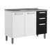 Balcão Bertolini +Evidence (7025671) 120x89.2cm 3 Portas 2 Gavetas com Pia Aço Branco/Preto
