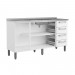 Balcão Bertolini +Evidence (7029-670) 160x89.2cm 3 Portas 4 Gavetas com Pia Aço Branco