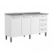 Balcão Bertolini +Evidence (7029-670) 160x89.2cm 3 Portas 4 Gavetas com Pia Aço Branco