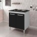 Balcão Cooktop Moblis Jade 70x83x53cm 2 Portas Com Tampo Para 4 Bocas Branco/Preto 2501
