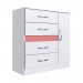 Cômoda/Sapateira IRM Ônix 1 Porta 4 Gavetas Branco/Rosa/Azul Flex CM7401