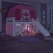 Cama Móveis Estrela Princesas Disney Play com Dossel Barraca e Escorregador com LED Branco/Rosa Solteiro MDF