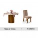 Conjunto de Mesa DJ Móveis Viena Redondo de Madeira e Vidro 136cm com 6 Cadeiras Isis Freijo/Off White-Ipê/Veludo Kraft
