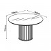 Conjunto de Mesa DJ Móveis Viena Redondo de Madeira e Vidro 136cm com 6 Cadeiras Isis Freijo/Off White-Ipê/Veludo Kraft