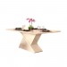 Conjunto de Mesa DJ Móveis Zafira com 8 Cadeiras Diva Madeira Com Estofado 200x100cm Off White/Ipê/Veludo Moca