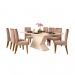 Conjunto de Mesa DJ Móveis Zafira com 8 Cadeiras Isis Madeira Com Estofado 200x100cm Off White/Ipê/Veludo Kraft 