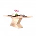Conjunto de Mesa DJ Móveis Zafira com 8 Cadeiras Isis Madeira Com Estofado 200x100cm Off White/Ipê/Veludo Kraft 