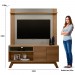 Conjunto Linea Brasil Painel Tulum Para TV até 55” + Rack Camboriú Flex Amêndoa/Amêndoa/Titânio