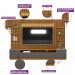 Conjunto Linea Brasil Rack + Painel + 2 Módulos Lateral Ouro Preto Ripado Nature/Chumbo 810010148-207063
