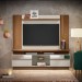 Conjunto Linea Brasil Rack Recife + Painel Aurora Para TV até 60” Freijó/Off White