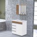 Conjunto para Banheiro com Pé A.J. Rorato Módena 2 Portas 4 Gavetas 59x74x42cm Pia + Espelho Nogal Sevilha