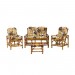 Conjunto Poltronas de Bambu Estofados Mendonça 4 Lugares com Almofadas Bege/Florido Marrom A04