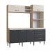 Cozinha Compacta IRM Aline 5 Portas 3 Gaveta Sem Pia Crema\Grafite CZ6653