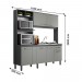 Cozinha Compacta Jaeli Alícia 6 Portas 1 Gaveta 184x200x52cm Chumbo/Cristal J-1800CHCR