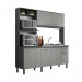 Cozinha Compacta Jaeli Alícia 6 Portas 1 Gaveta 184x200x52cm Chumbo/Cristal J-1800CHCR