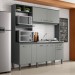 Cozinha Compacta Jaeli Alícia 6 Portas 1 Gaveta 184x200x52cm Chumbo/Cristal J-1800CHCR